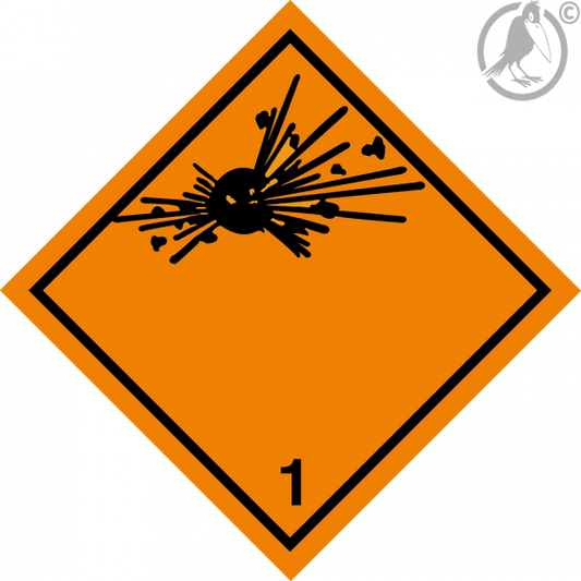 Gefahrgutaufkleber Klasse 1, ohne Angabe der Unter,- sowie der Verträglichkeitsklasse