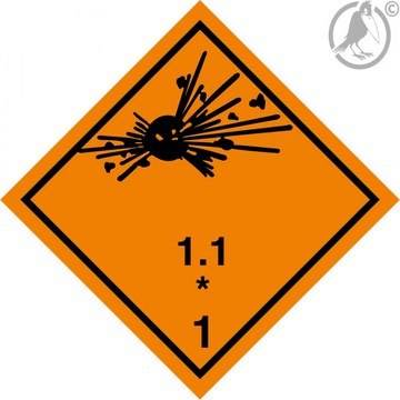 Gefahrgutaufkleber Klasse 1.1 nach Verträglichkeitsgruppe