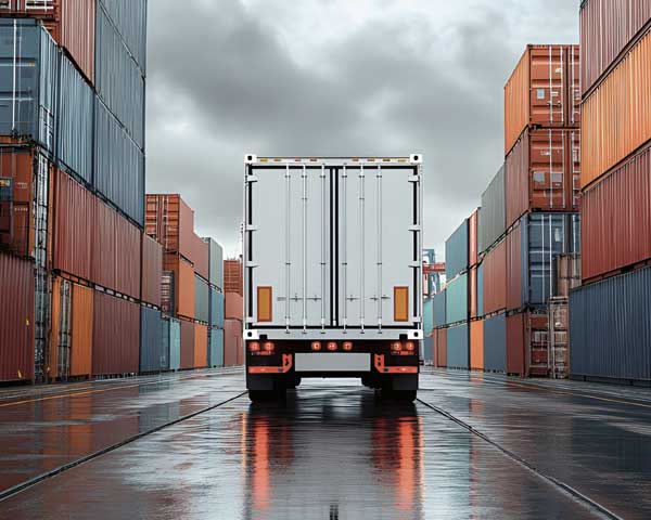 Containerstapel in der Logistik zur Lagerung und zum Transport von Gefahrgut