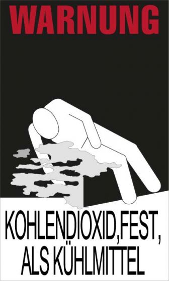 Warnkennzeichnung Kühlmittel "KOHLENDIOXID,FEST,ALS KÜHLMITTEL"
