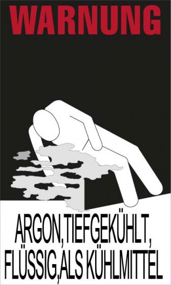 Warnkennzeichnung Kühlmittel "ARGON,TIEFGEKÜHLT,FLÜSSIG,ALS KÜHLMITTEL