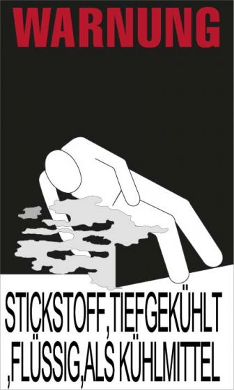 Warnkennzeichnung Kühlmittel "STICKSTOFF,TIEFGEKÜHLT,FLÜSSIG,ALS KÜHLMITTEL"