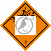 Gefahrgutaufkleber Klasse 1, ohne Angabe der Unter,- sowie der Verträglichkeitsklasse