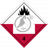  Gefahrgutaufkleber Klasse 4.2 SPONTANEOUSLY COMBUSTIBLE mit Eindruck - 300 x 300 mm
