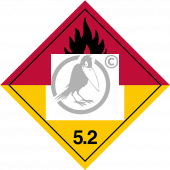  Gefahrgutaufkleber Klasse 5.2 ORGANIC PEROXIDE mit Eindruck - 250 x 250 mm