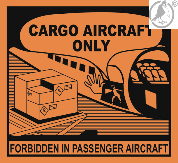 Cargo Aircraft Only Aufkleber (Transportetikett)-120x110mm, Einzelblatt, PVC Folie